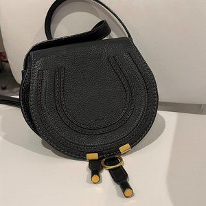 Black Small Marcie Leather Saddle Bag